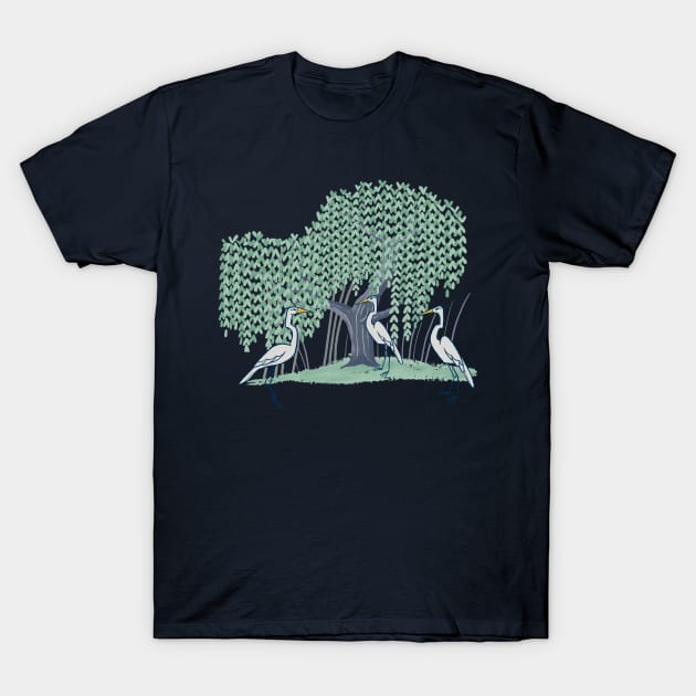 Herons and Weeping Willow T-Shirt by Carabara Designs